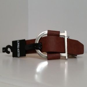 ELLEN TRACY Brown Leather Belt - Large
